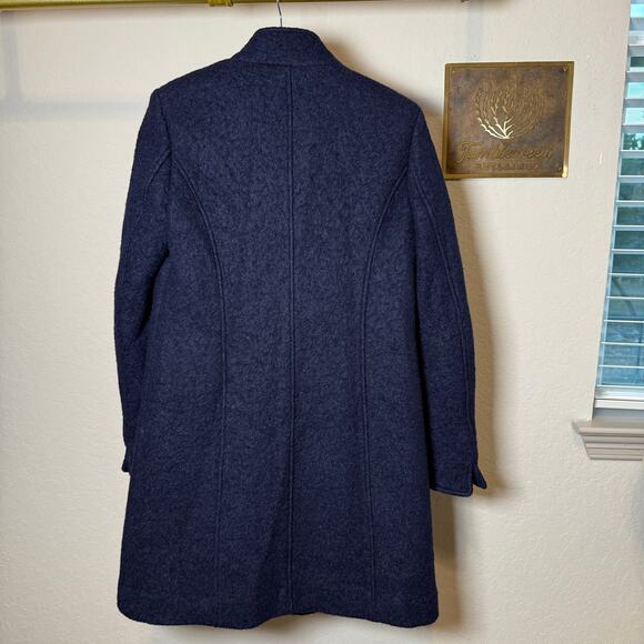 Women's Ellen Tracy Navy Wool Blend Button Front Coat with Pockets Size 4 NEW - Picture 7 of 9